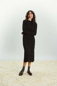 Coats Jackets Knits: Mila Rollneck Dress - Black