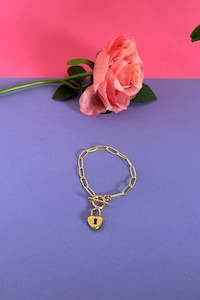 Bracelets Bangles: Chain Link Fob Bracelet - Gold