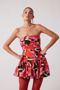 Sale Dresses: Dolcie Strapless Mini Dress - Rojo Print