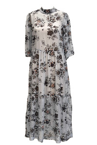 Over 500: Annie Frock - Blue Flower Silk