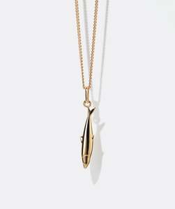 Necklaces: Sardine Charm Necklace - Gold Plated