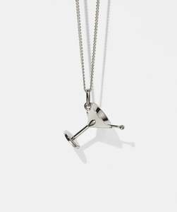 Necklaces: Martini Charm Necklace - Sterling Silver Green Sapphire