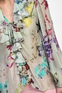 Camicia green floral blouse