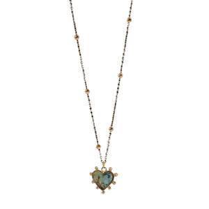 Necklace, pure steel, African turquoise