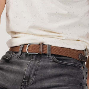 Belts: Woven Belt Camel Brown