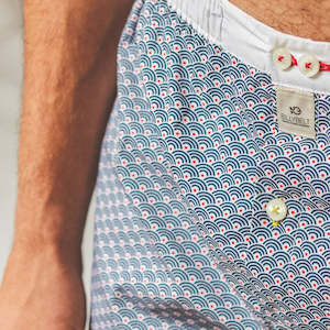 Mens Cotton Boxer Shorts - Blue Wave
