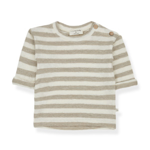 1 In The Family: Mikel Stripped Top - Beige