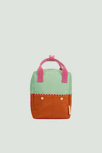 Kids Small Backpack - Towel Green + Gravel Orange