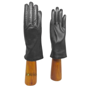 Gloves Scarves: Cashmere Lined Leather Gloves - Black
