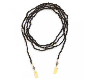 Designer Jewellery: Jewelled Silk & Crystal Wrap - Ruthenium Lurex Gold