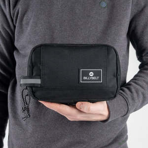 By Designer Mens: Billy Belt Wash Bag Black Stone