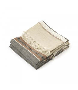 Hand Towels: Beeswax Stripe Linen Hand Towel