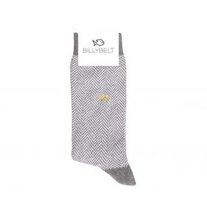 Cotton Socks - PebbleHerringbone
