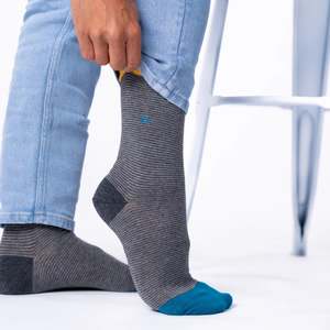 By Designer Mens: Cotton Socks Grey Stripes