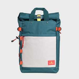 Mens Backpacks Bags: Roll Top Backpack Green and Ivory
