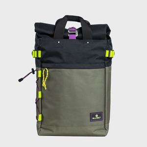 Mens Backpacks Bags: Roll Top Backpack Khaki and Black