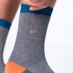 By Designer Mens: Herringbone Socks - Mirage
