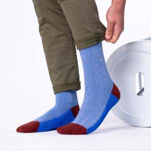 By Designer Mens: Herringbone Socks - Bluebird