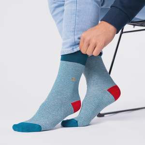 By Designer Mens: Cotton Socks Blue Green Stripe