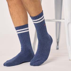 By Designer Mens: Retro Socks- Blue White Stripe