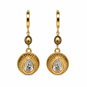 Rainbow Drop Earring - Dune Pearl