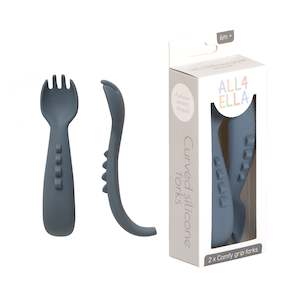 Bib: Comfy Grip Silicone Forks 2pk - Slate Blue