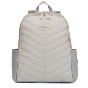 Babymel: Gabby Backpack Nappy Bag with Vegan Faux Leather - Pale Grey