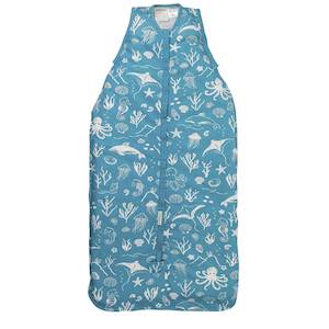 Woolbabe: Sleeping Bag Summer Front Zip - Aqua Seascape