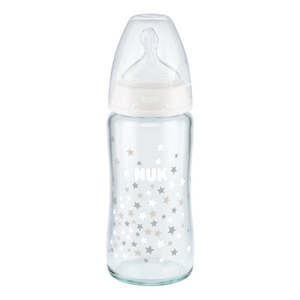 First Choice Plus Glass Baby Bottle - 240ml - White