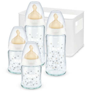 Nuk: First Choice Plus Glass Bottle SET with Temp. Control & Latex Teats