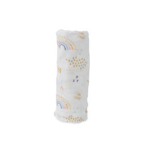 Baby Sleepwear: Deluxe Muslin Swaddle - Rainbows & Raindrops