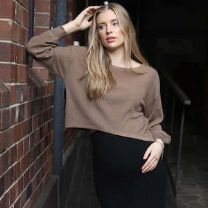 Angel Maternity: Luxury Maternity Knit Top - Brown