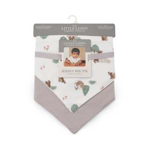 Little Linen: Jersey Bib 2pk - Willow Bear