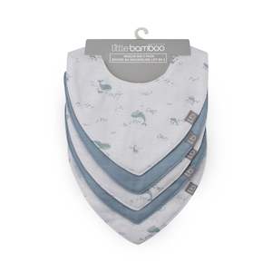 Muslin Bib 5pk - Retro Blue