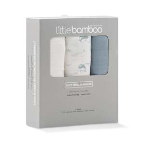 Muslin Wraps 3pk - Retro Blue