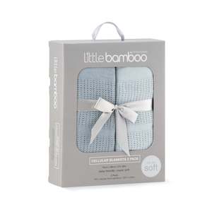 Little Bamboo Cellular Blanket 2Pk - Retro Blue