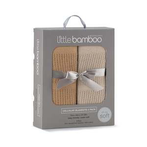 Little Bamboo Cellular Blanket 2Pk - Iced Coffee