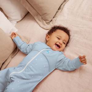 Love To Dream: Sleep Suit Organic Long Sleeve 1.0 TOG - Powder Blue Twinkle