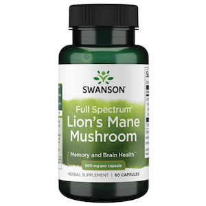 Swanson, Full Spectrum Lion's Mane Mushroom 500mg, 60 Caps