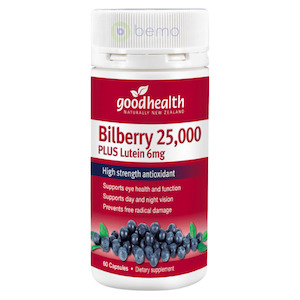 Eyes And Vision: Good Health, Bilberry 25,000 Plus Lutein 6mg, 60 caps