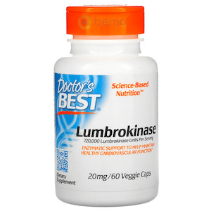 Doctor's Best, Lumbrokinase 20mg, 60 veggie caps