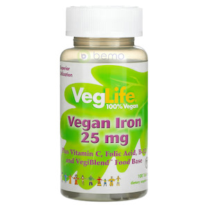 Veglife: VegLife, Vegan Iron, 25 mg, 100 Tablets