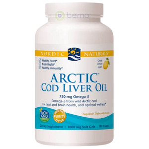 Vitamin D: Nordic Naturals, Arctic Cod Liver Oil, 750mg, 180 Softgels, Lemon Flavour
