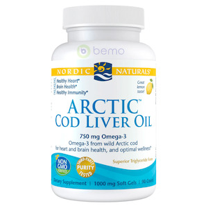 Nordic Naturals, Arctic Cod Liver Oil, 750mg, 90 Softgels, Lemon Flavour