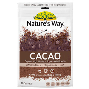 Nature's Way, Organic Cacao Powder, 100g