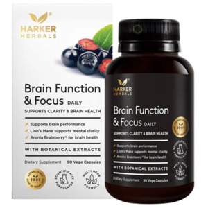 Brain Health: Harker Herbals, Brain Function & Focus, 90 Vege Capsules