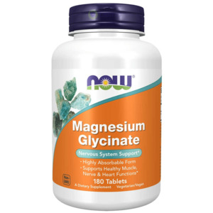 Bone And Joint Health: Now Foods, Magnesium Glycinate, 200mg Elemental, 180 Tablets