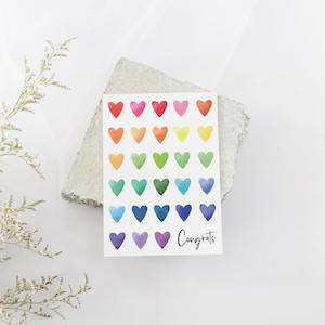 Products: Rainbow Hearts Congrats Card - Be My Guest Design