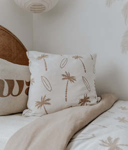 Euro Pillowcase - Natural Surfing Palm