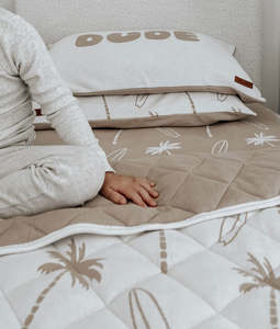 Jersey Cotton Sheet - Natural Surfing Palm